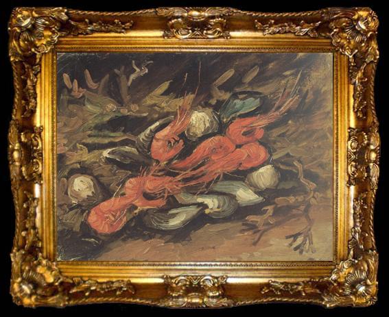 framed  Vincent Van Gogh Still life wtih Mussels and Shrimps (nn04), ta009-2